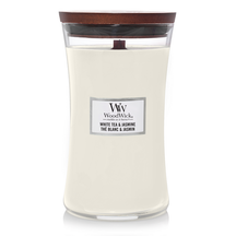 WoodWick Scented Candle Large White Tea & Jasmine - 18 cm / ø 10 cm