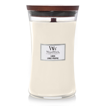 WoodWick Scented Candle Large Linen - 18 cm / ø 10 cm