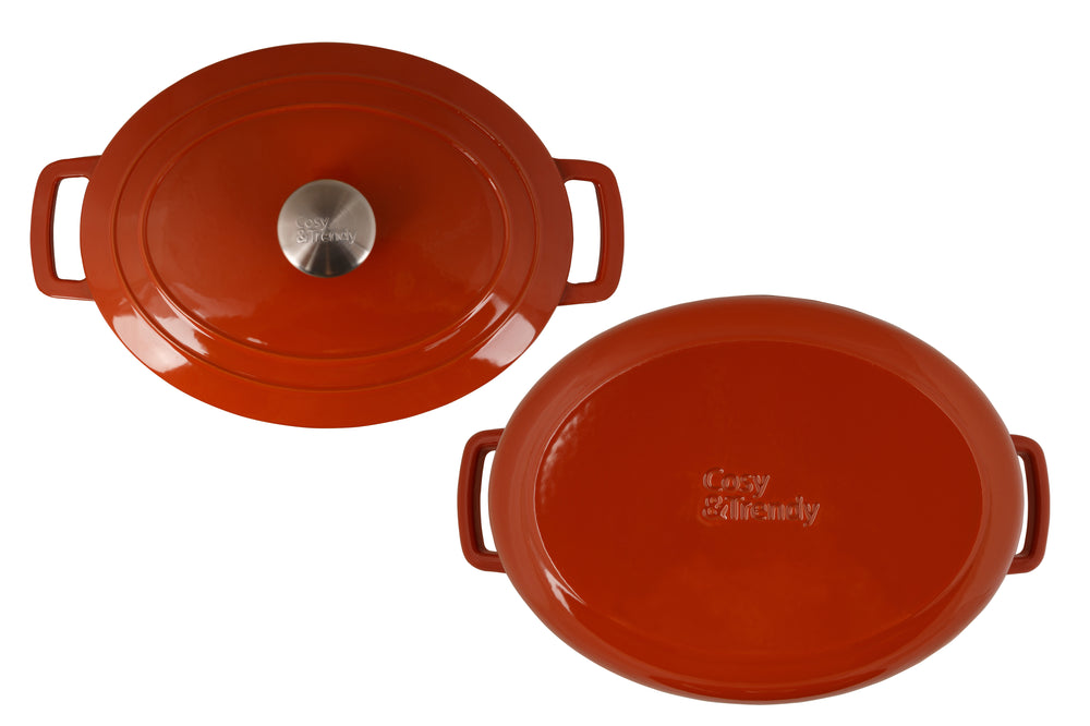 Cosy & Trendy Braadpan Fontestic Gietijzer Roest Ovaal - 31 x 24 cm - Geëmailleerd