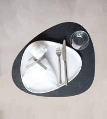 LIND DNA Placemat Hippo - Leather - Black Anthracite - 44 x 37 cm