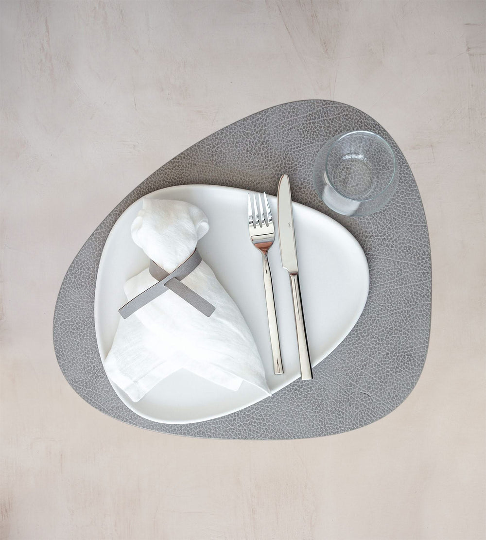 LIND DNA Placemat Hippo - Leer - Anthracite Grey - 44 x 37 cm