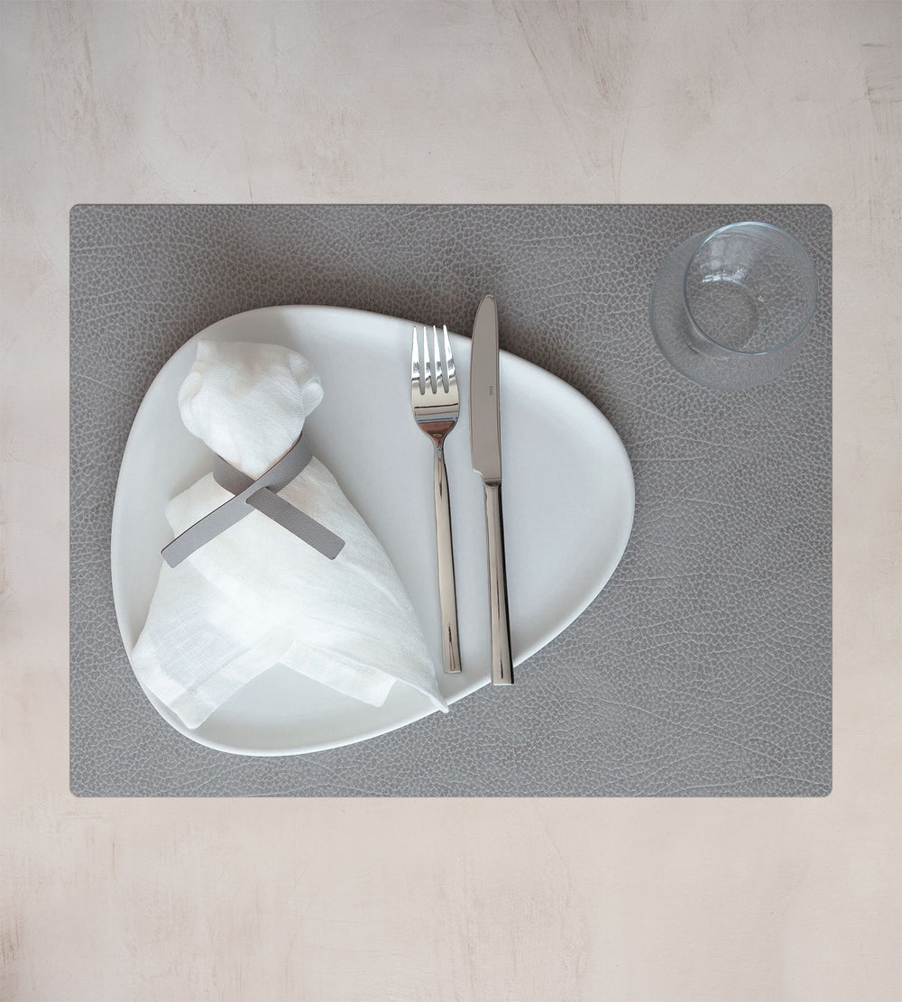 LIND DNA Placemat Hippo - Leer - Anthracite Grey - 45 x 35 cm