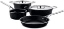 Alessi Pan Set Pots&Pans - AJM100S6 A - Black - 4-Piece - by Jasper Morrison