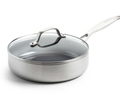 GreenPan Saute Pan - with lid - Geneva - Stainless Steel - ø 24 cm / 2.6 Liter - ceramic non-stick coating