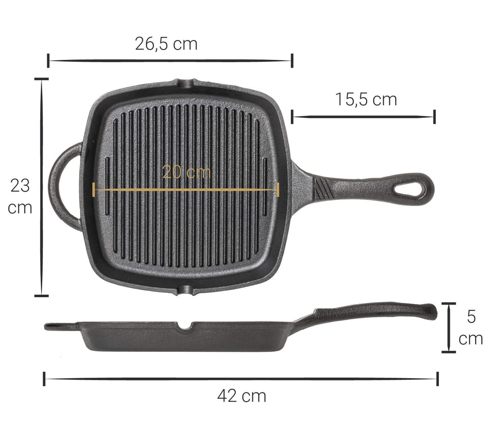 Blackwell Grillpan - Gietijzer - 23 x 23 cm - zonder anti-aanbaklaag