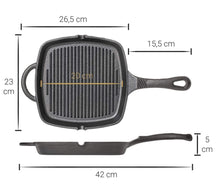 Blackwell Pannenset Gietijzer - Zonder anti-aanbaklaag 2-Delig - Koekenpan ø 25 cm &  Gietijzer - 23 x 23 cm