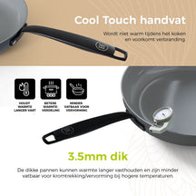 BE Living Braadpan met Deksel - Ø 28 cm - Keramische anti-aanbaklaag - Geschikt voor alle warmtebronnen - Grijs