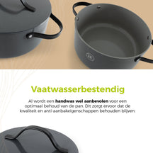 BE Living Braadpan met Deksel - Ø 28 cm - Keramische anti-aanbaklaag - Geschikt voor alle warmtebronnen - Grijs