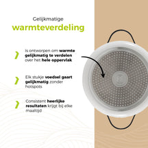 BE Living Braadpan met Deksel - Ø 24 cm - Keramische anti-aanbaklaag - Geschikt voor alle warmtebronnen - Wit