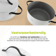 Be Living Braading Pan With Lid - Ø 28 Cm - Ceramic Anti -Piller - Suitable for all heat sources - White