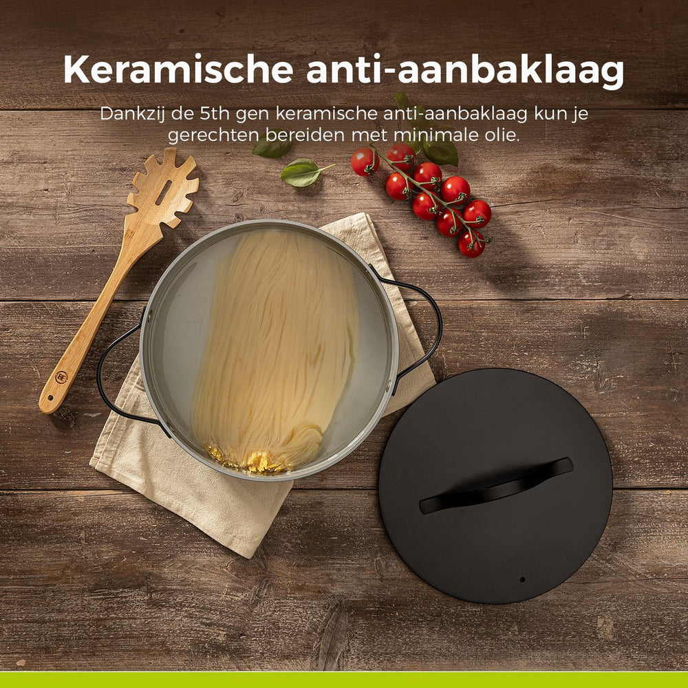 Be Living Braading Pan With Lid - Ø 28 Cm - Ceramic Anti -Piller - Suitable for all heat sources - Black