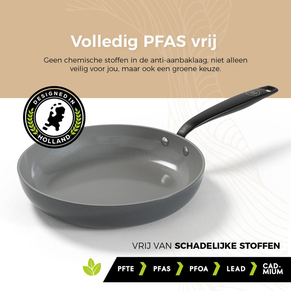 BE Living frying pan - Ø 28 cm - Ceramic non -stick coating - Pfas Free - Suitable for all heat sources - Gray