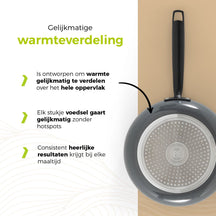 BE Living Koekenpan - Ø 30 cm - Keramische anti-aanbaklaag - PFAS vrij - Geschikt voor alle warmtebronnen - Grijs