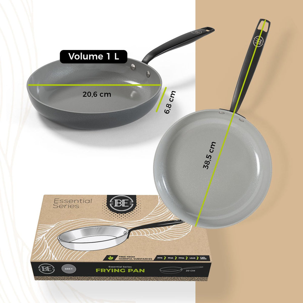 BE Living frying pan - Ø 28 cm - Ceramic non -stick coating - Pfas Free - Suitable for all heat sources - Gray