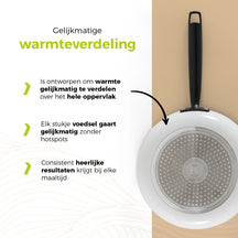 BE Living Koekenpan - Ø 20 cm - Keramische anti-aanbaklaag - PFAS vrij - Geschikt voor alle warmtebronnen - Wit