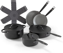 Be Living Pan Set - 12 -piece - Essential - Ceramic anti -stick coating - Suitable for all heat sources - Black