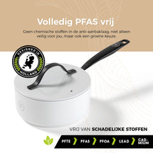 BE Living Steelpan met Deksel - Ø 18cm - Keramische anti-aanbaklaag - PFAS vrij - Geschikt voor alle warmtebronnen - Wit