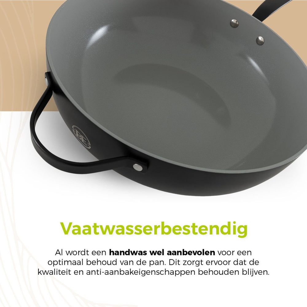 BE Living Wokpan met Deksel - Ø 30 cm - Keramische anti-aanbaklaag - PFAS vrij - Geschikt voor alle warmtebronnen - Zwart