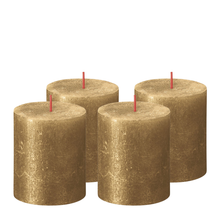 Bolsius Pillar Candle Shimmer Gold - 8 cm / ø 7 cm - 4 Pieces