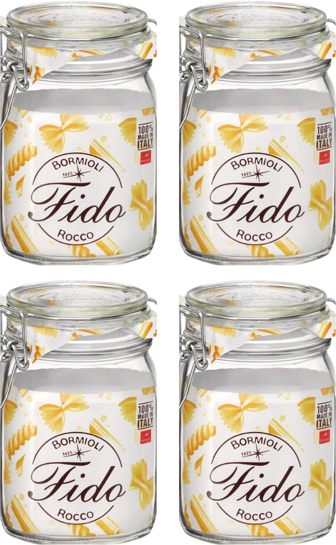 Bormioli Rocco Weck jars Fido - 11 x 11 cm / 1 liter - Square - 4 pieces