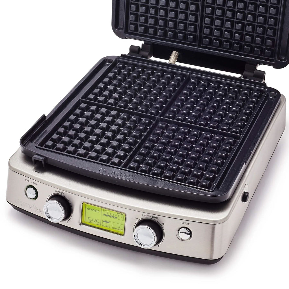 GreenPan Waffle Iron - stainless steel - 2 sets of waffle plates - Ceramic non-stick coating