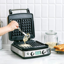 GreenPan Waffle Iron - stainless steel - 2 sets of waffle plates - Ceramic non-stick coating