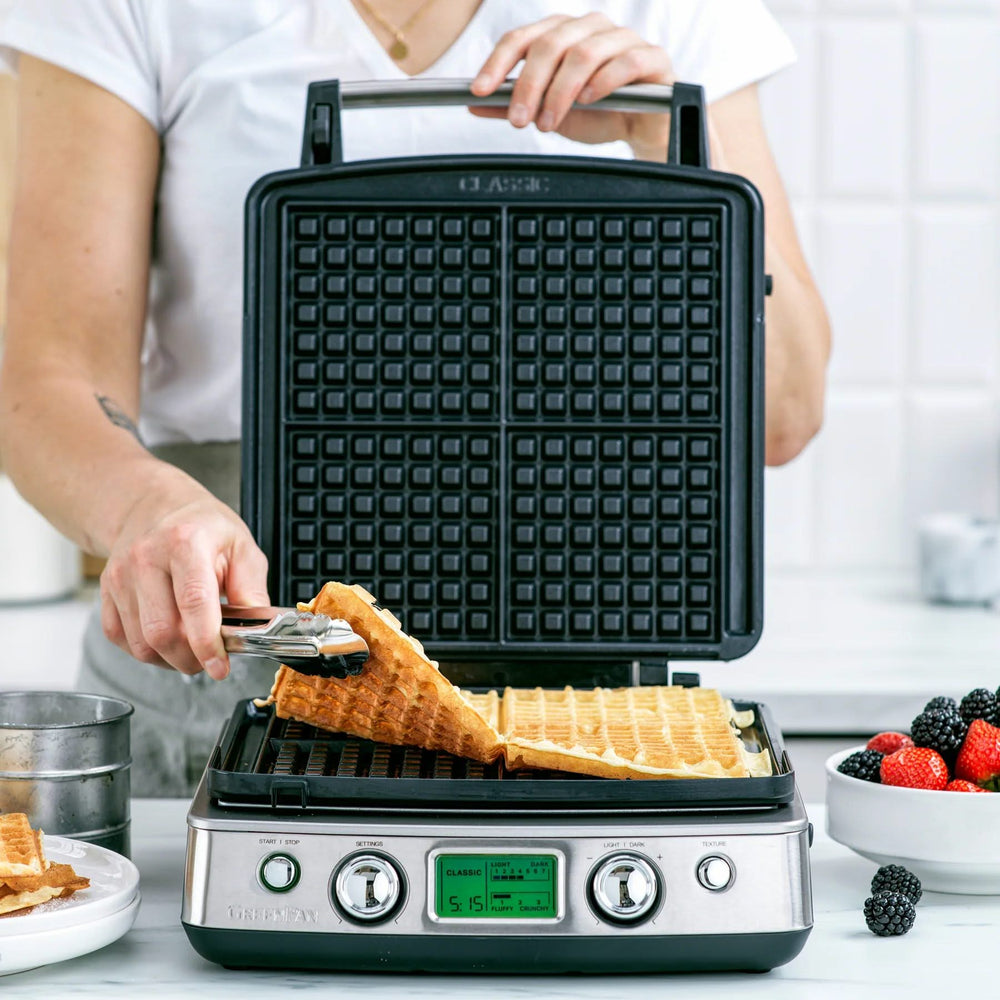 GreenPan Waffle Iron - stainless steel - 2 sets of waffle plates - Ceramic non-stick coating