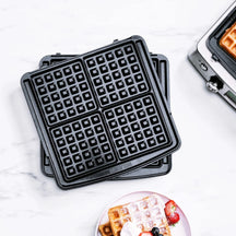 GreenPan Waffle Iron - stainless steel - 2 sets of waffle plates - Ceramic non-stick coating