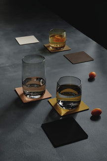 ASA Selection Coasters - Soft Leather - Amber - 10 x 10 cm - 4 Pieces