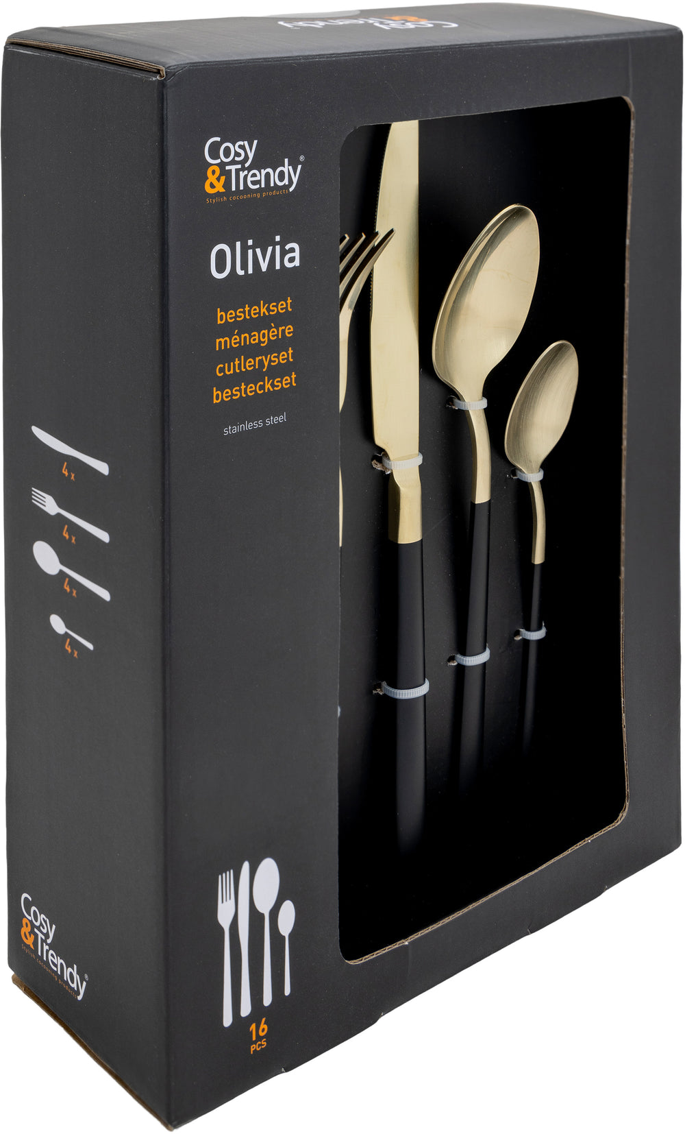 Cosy & Trendy Olivia Cure set Champagne-Black 16-piece