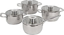 Elle Gourmet Classique 8 -part pan set with accompanying lids - without non -stick coating - stainless steel