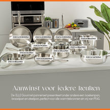 ELLE Gourmet Classique Koekenpan - Ø 20 cm  - Zonder anti-aanbaklaag - RVS