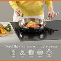 ELLE Gourmet Moderne Koekenpan - Ø 20 cm  - Zonder anti-aanbaklaag - RVS