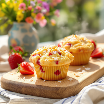 Aardbei muffins met kokosmeel