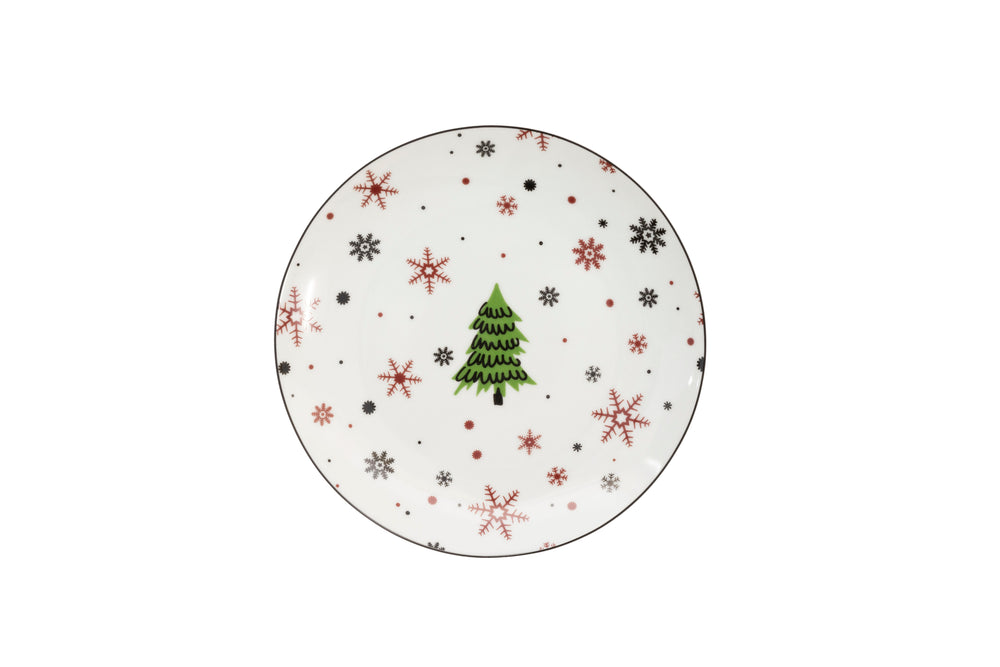 Studio Tavola Kerstservies - Porselein - Rood - 18-delig / 6 personen