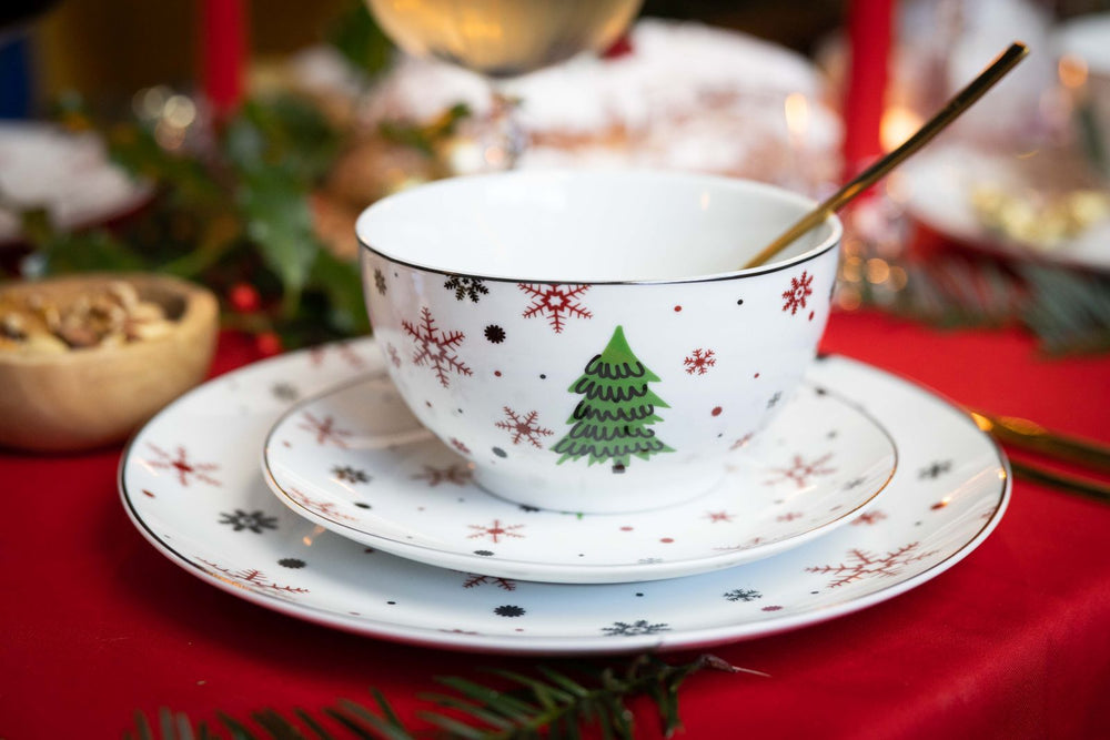 Studio Tavola Kerstservies - Porselein - Rood - 18-delig / 6 personen