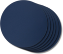 Jay Hill Placemats - Vegan leer - Grijs / Blauw - dubbelzijdig - ø 38 cm - 6 Stuks