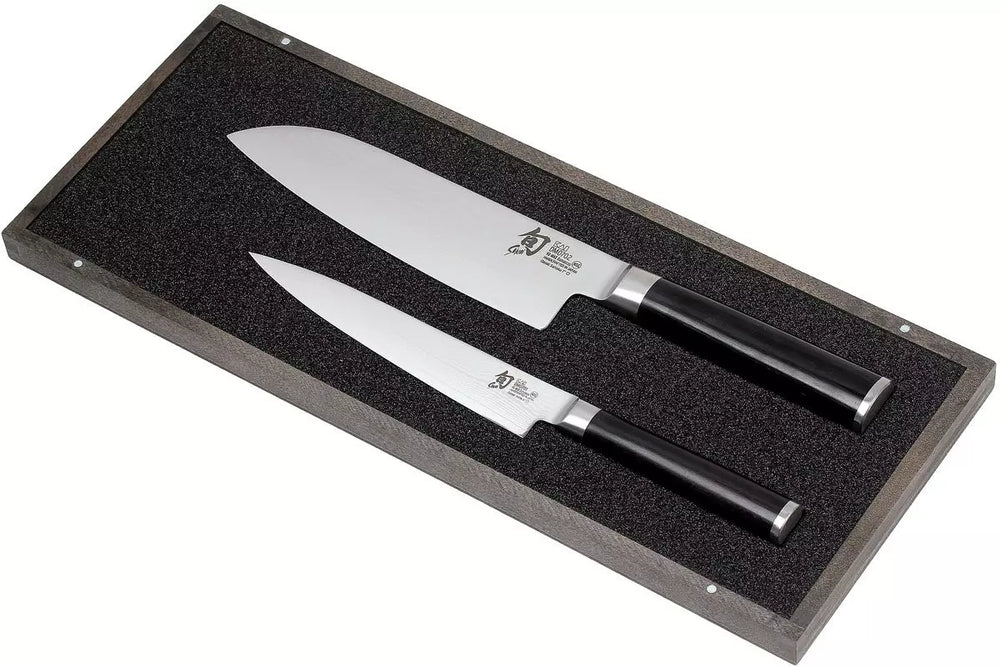 Kai Messen set Shun Classic - 32 layers of damask steel - (Universal knife + santoku knife) 2 -part - DMS -230