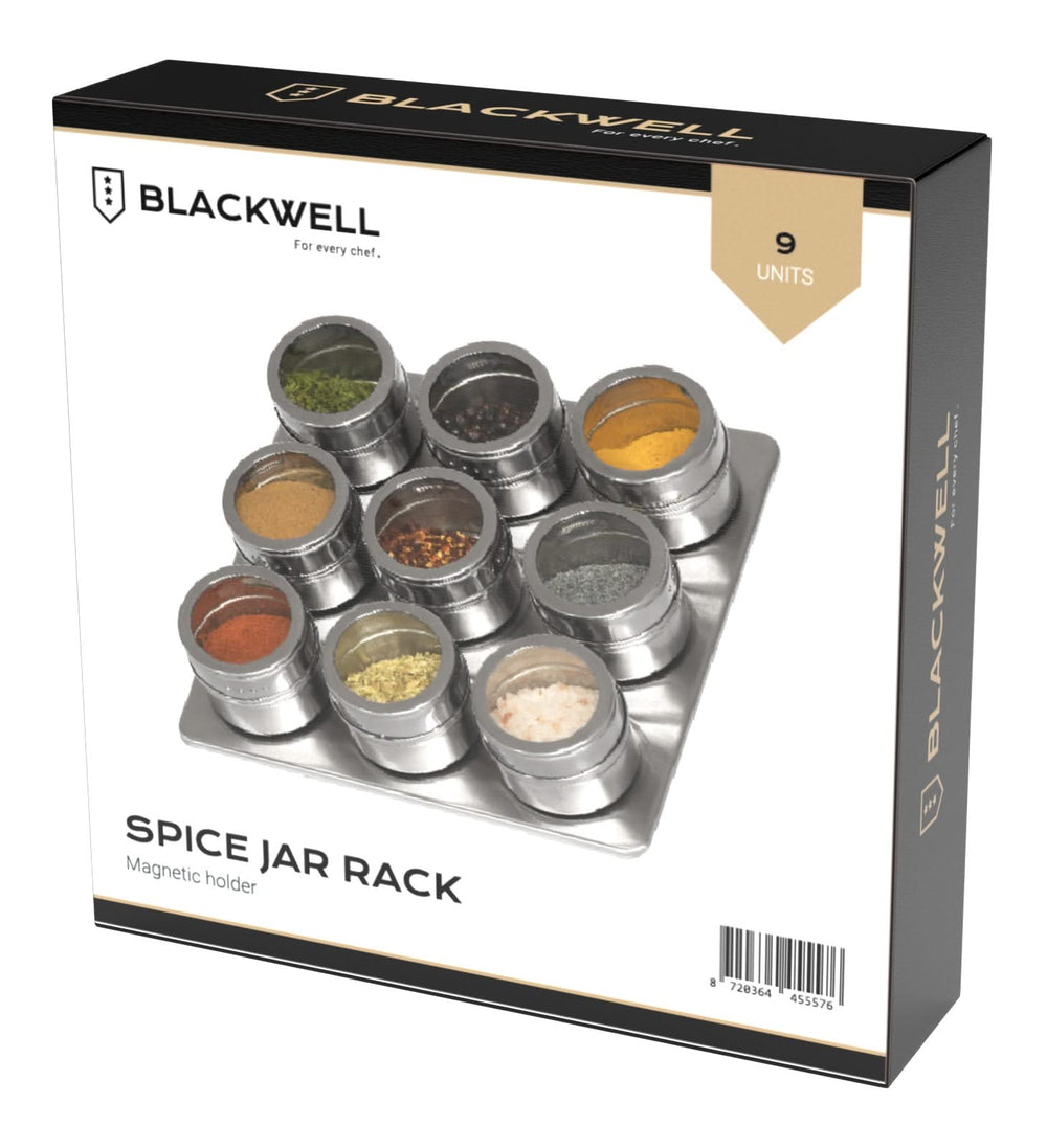 Blackwell Kruidenpotjes Magnetisch - inclusief 9 potjes - RVS