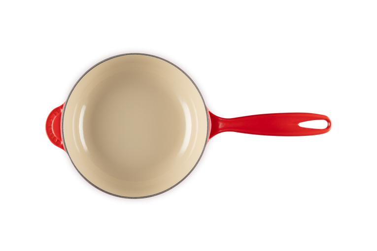 Le Creuset Sauspan Gietijzer - Goudkleurig Knop - Holly Christmas - Kersenrood -  ø 21 cm / 2 Liter