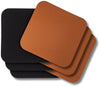 Jay Hill 6 Placemats + 6 Onderzetters Rechthoek - Vegan leer - Zwart / Cognac