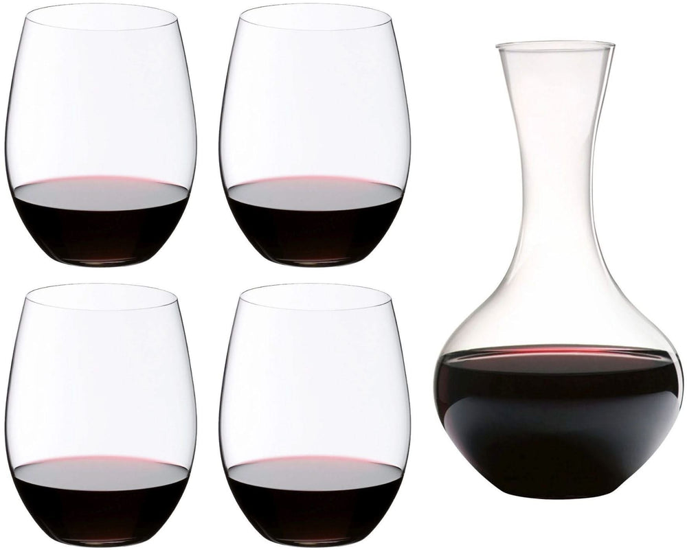 Riedel Red Wine Glass Set O Wine - 4 pieces with Decanter Carafe