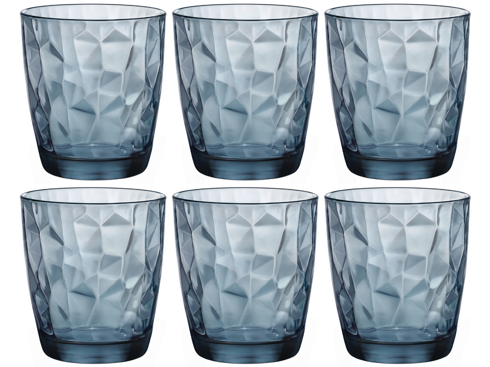 Bormioli Rocco Waterglazen Diamond - Blauw - 300 ml - 6 stuks