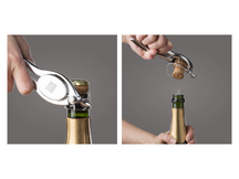 Vacu Vin Corkscrew Champagne Bottle Opener - Silver