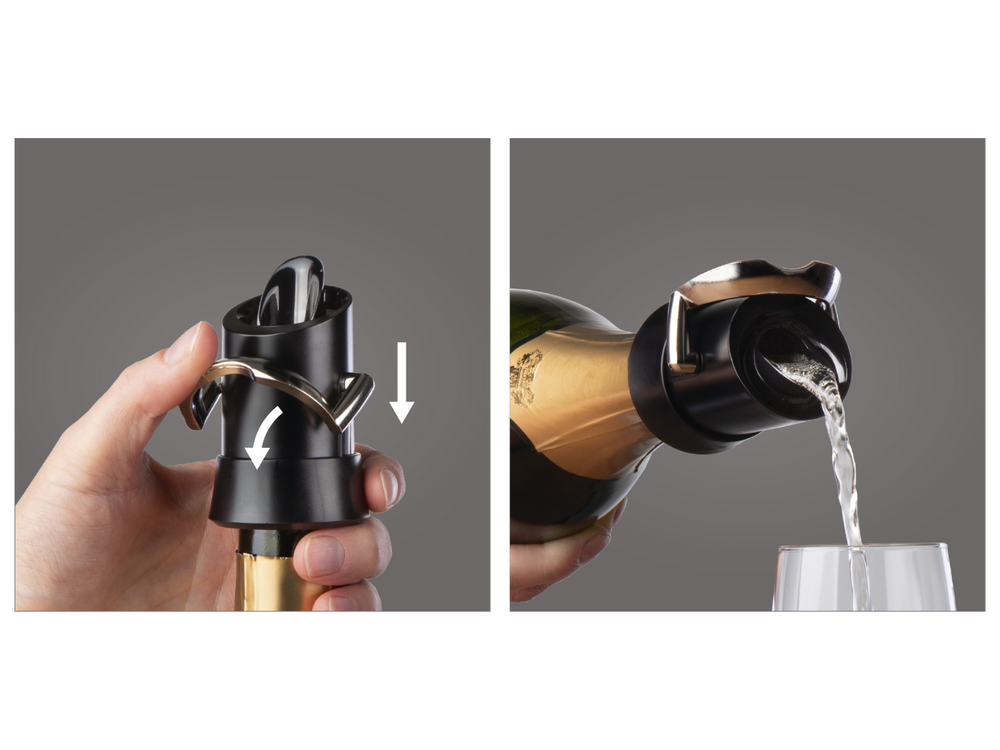 Vacu Vin Champagne Stopper en Schenker - Zwart