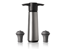 Vacu Vin Wine Pump - with 2 wine stoppers - Wine Saver Stainless Steel - Box - Silver