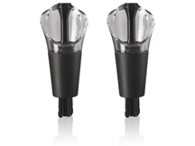 Vacu Vin Wine Pourer and Wine Stopper - 2-in-1 - Black - 2 Pieces