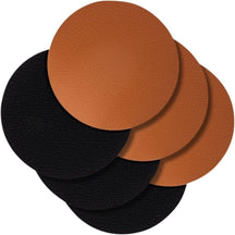 Jay Hill Placemats - Vegan leather - Cognac / Black - double-sided - ø 38 cm - 6 Pieces