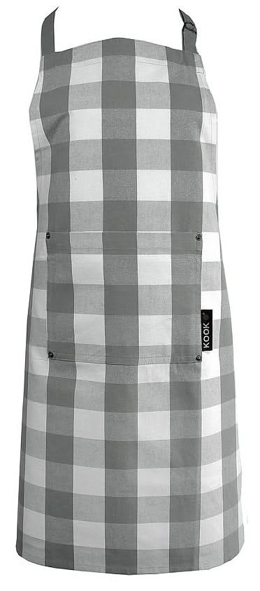 KOOK Kitchen Apron Checkered Grey 90 x 70 cm