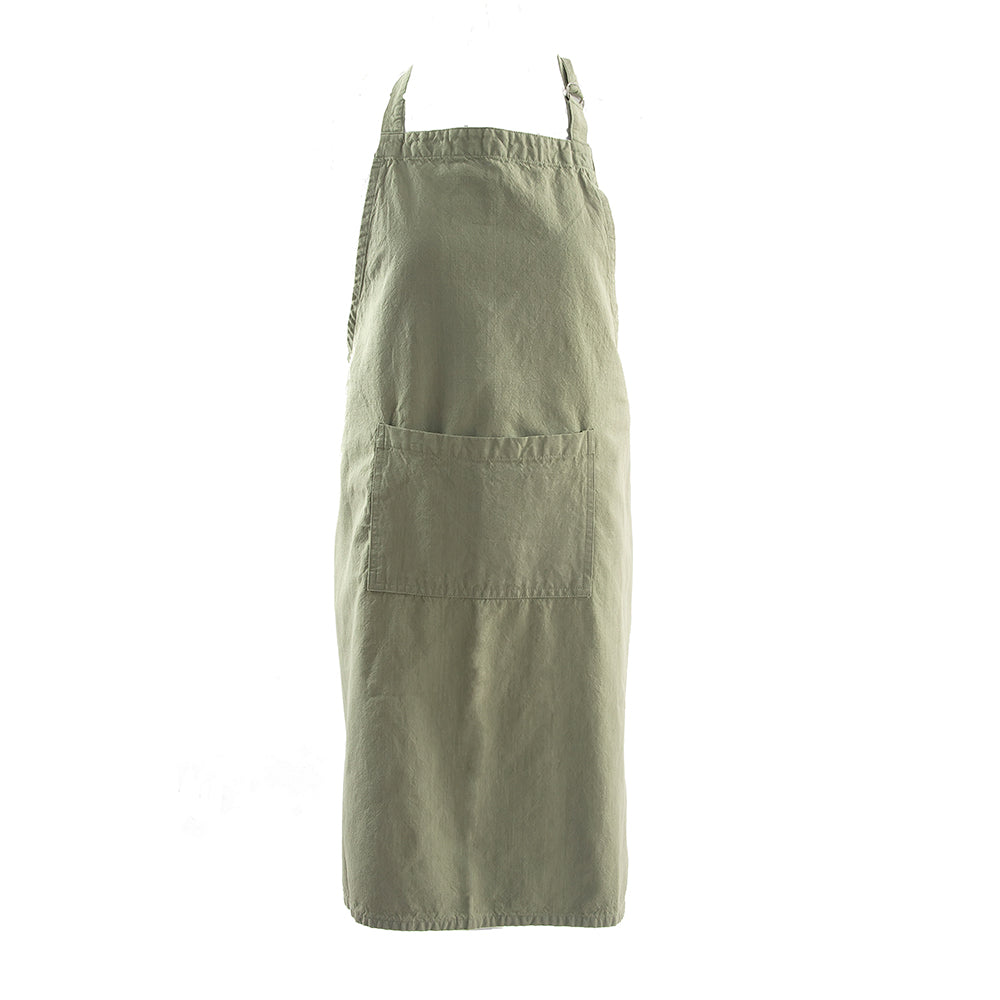 KOOK Keukenschort Washed Uni Khaki 90 x 70 cm